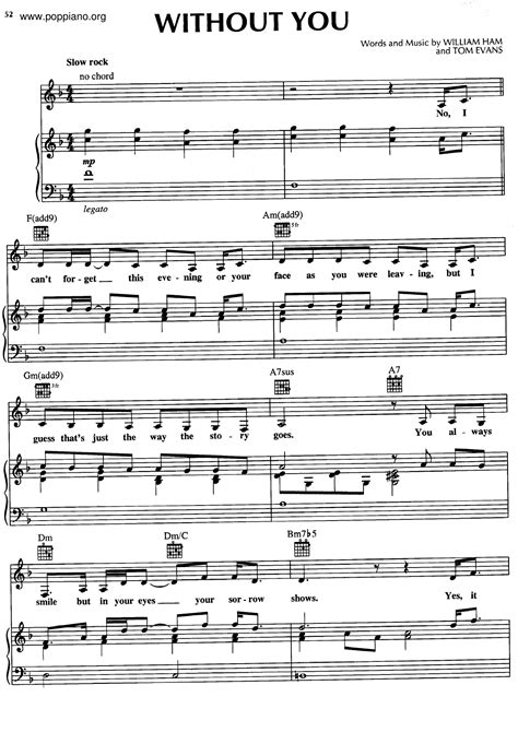 Mariah Carey-Without You Sheet Music pdf, - Free Score Download ★