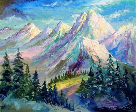 Snowy mountains Painting | Large landscape painting, Landscape paintings, Landscape art