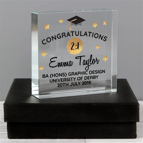 Personalised Graduation Crystal Token - Engraved Graduation Gifts