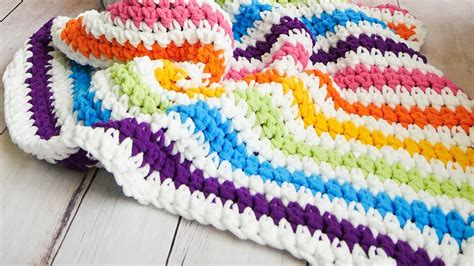 Crochet Rainbow Stripes Baby Blanket - the easiest on YouTube! - YouTube