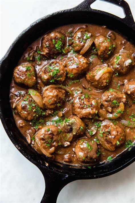 Salisbury Steak Meatballs in Mushroom Gravy Recipe | Little Spice Jar