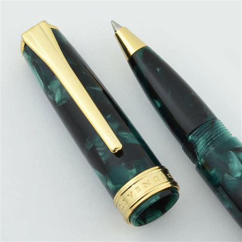 Levenger True Writer Rollerball Pen - Green Marble, Gold Trim (Mint, Works Well) - Peyton Street ...