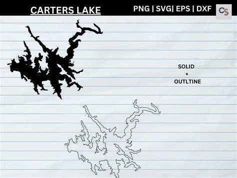 Carters Lake Georgia Vector Map Cut File Print Ready SVG - Etsy