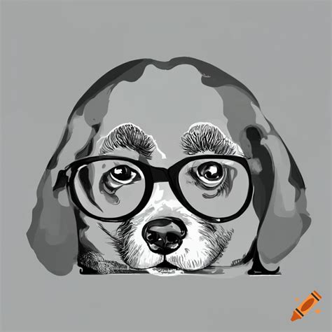 Hand-drawn animation of a dog wearing glasses on Craiyon