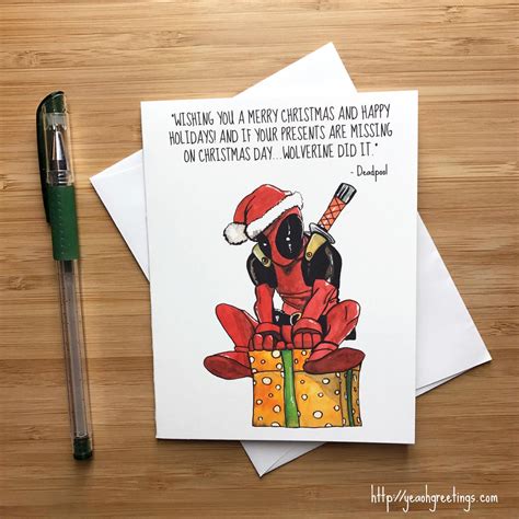 Deadpool Christmas Card Funny Holidays Card Marvel Greeting