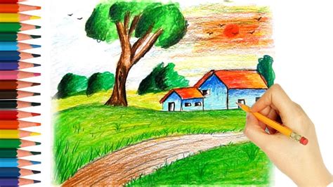 Nature Pencil Drawing For Kids