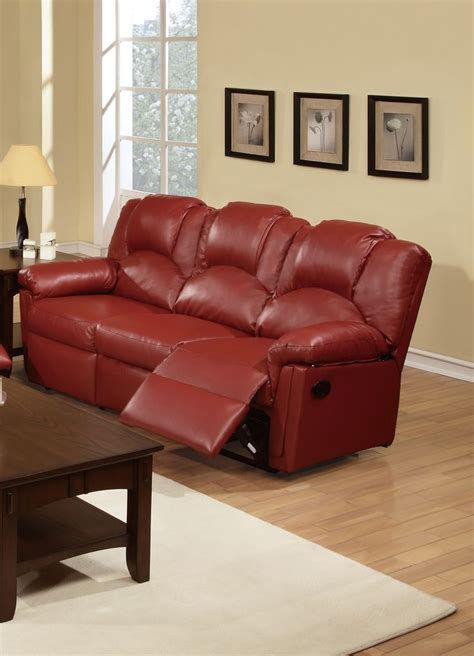 Poundex F6678 Burgundy Bonded Leather Motion Sofa | Burgundy sofas, Sofa upholstery, Reclining sofa