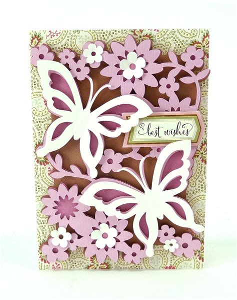 Free Birthday Card with Pink Flowers and Butterflies