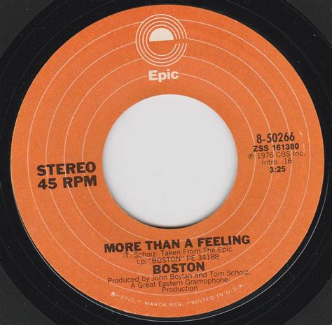 Boston - More Than A Feeling (Vinyl, 7", 45 RPM, Single) | Discogs