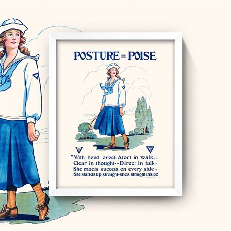 Posture Poise Print Correct Posture 8X10 Print Vintage Health Poster ...