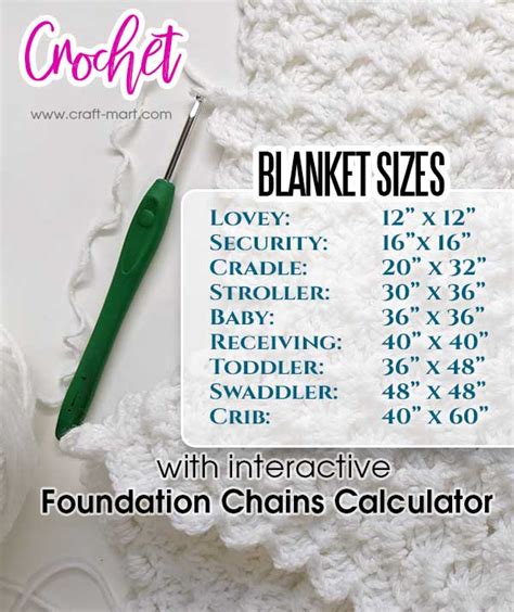 Crochet Blanket Sizes Chart - Craft-Mart