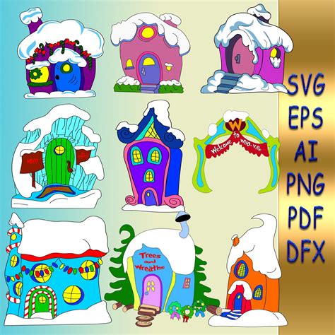 Printable Whoville Houses Clipart