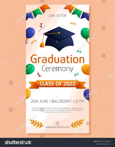 Graduation Ceremony Vertical Banner Cap Balloon Stock Vector (Royalty ...