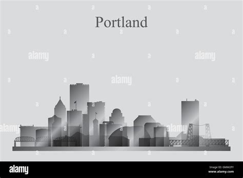 Portland city skyline silhouette in grayscale Stock Vector Image & Art - Alamy