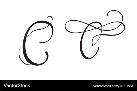 Art calligraphy letter c with flourish vintage Vector Image