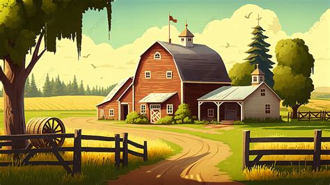 Farm House Illustration Background, Farmland, House, Illustration ...