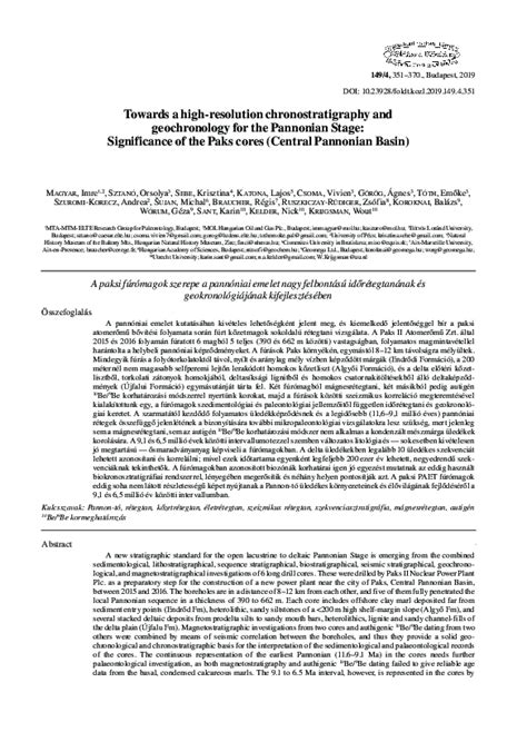 (PDF) Towards a high-resolution chronostratigraphy and geochronology for the Pannonian Stage ...