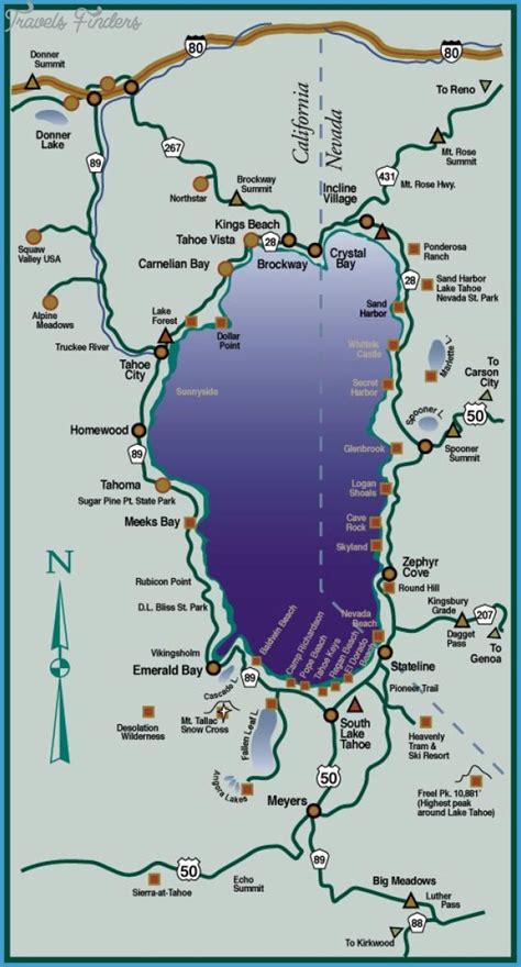 South Lake Tahoe Map - TravelsFinders.Com