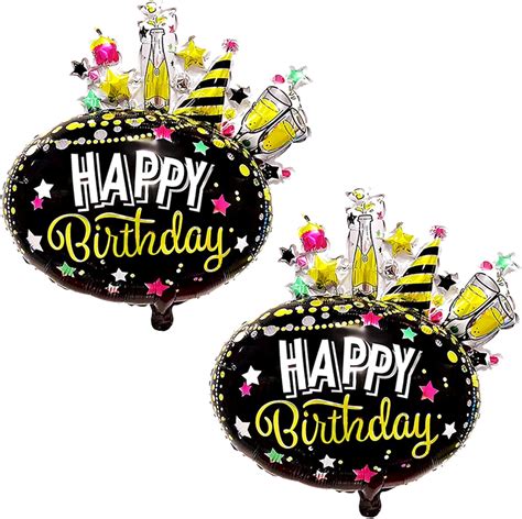 Amazon.com: 2 Pcs Happy Birthday Foil Balloons Round Shape Foil Mylar Balloons for Birthday ...