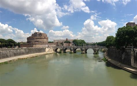 Castel Sant Angelo and the St. Angelo Bridge Stock Photo - Image of ...