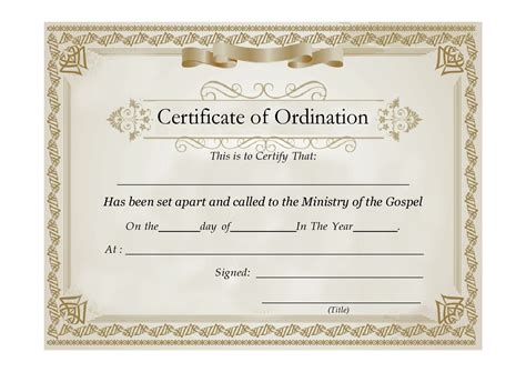 Printable Pastor Ordination Certificate Template - Customize and Print