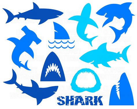 Shark Silhouette Clipart Shark Clipart Dish Clipart - Etsy UK