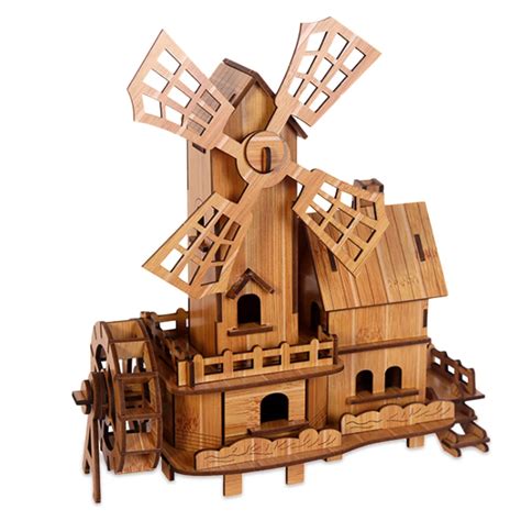 Bamboo 3D Puzzles Handmade Windmill Craft Gift Educational Toys Woodcraft Assembly Kit 3D Jigsaw ...