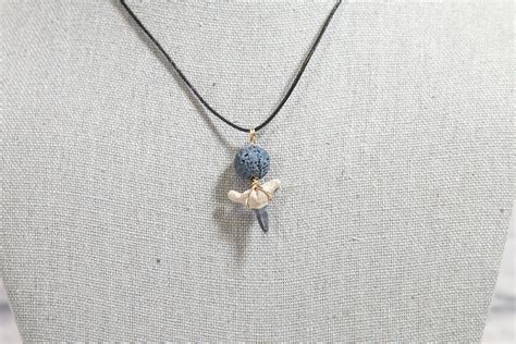 Shark Tooth Necklace with Blue Lava Bead (Florida Shark) - Kids Love Rocks