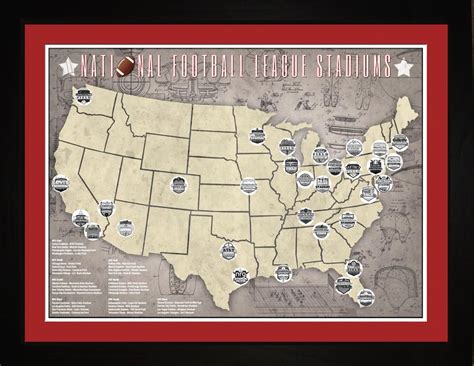 Pro Football League Stadiums Pro Teams Tracking Map Print - Etsy