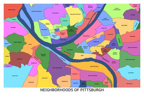 Neighborhoods of Pittsburgh PA Map Pittsburgh Map Company - Etsy