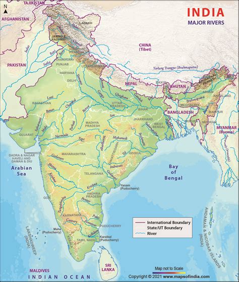 map of india showing major rivers and landforms