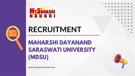 Maharshi Dayanand Saraswati University (MDSU) Recruitment - MySarkariNaukri En