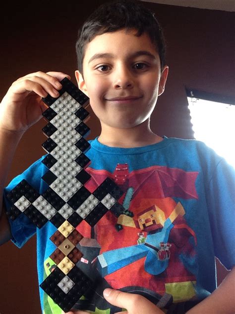 My son Rene made a Lego iron sword from Minecraft Sword, Minecraft ...