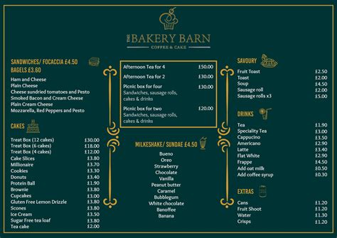 Menu — Bakery Barn Little Crosby