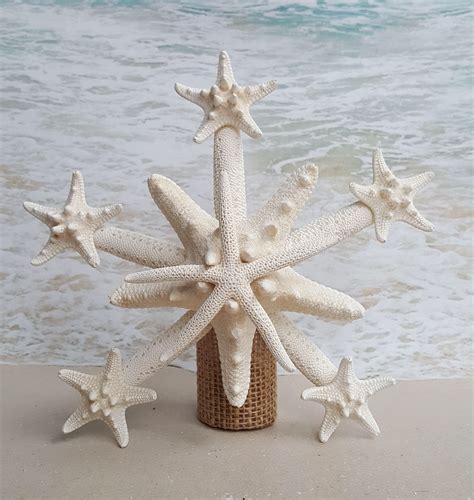 Deluxe Starfish Tree Topper- Natural, Gold or Silver Glitter- Rustic Coastal Nautical Beach ...