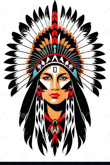 Native American Headdress Tattoo Vector Stock Illustration ...