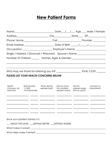 Fillable New Patient Forms printable pdf download