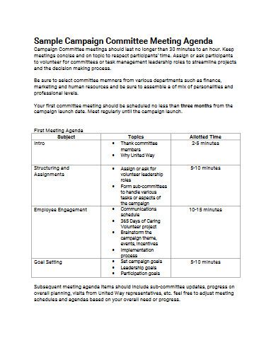 Committee Meeting Agenda - 10+ Examples, Format, Pdf