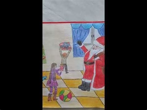 🎨رسم بابا نويل والهدايا مع شجرة الميلاد🎄/drawing Papa noel and gifts with a christmas tree - YouTube