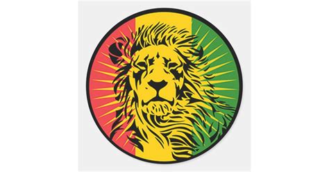 rasta reggae lion flag classic round sticker | Zazzle