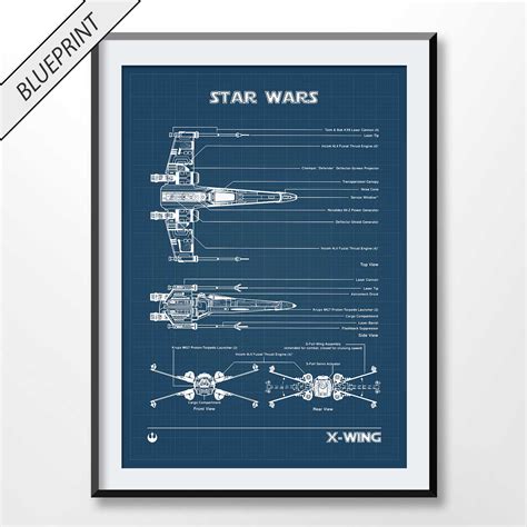 X-Wing Fighter Blueprint - Star Wars Printable Files - Digital Download