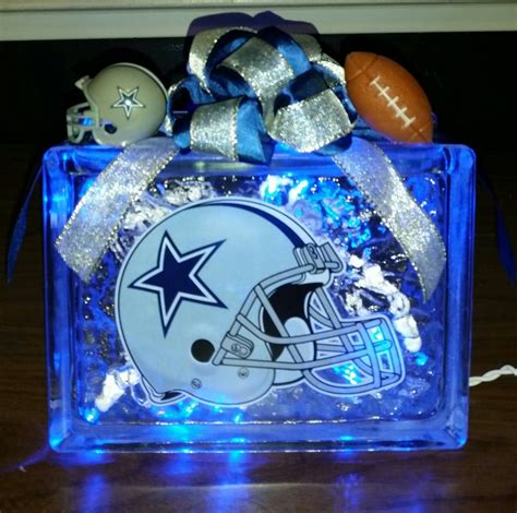 DALLAS COWBOYS Helmet Decal Lighted Glass Block Nightlight and