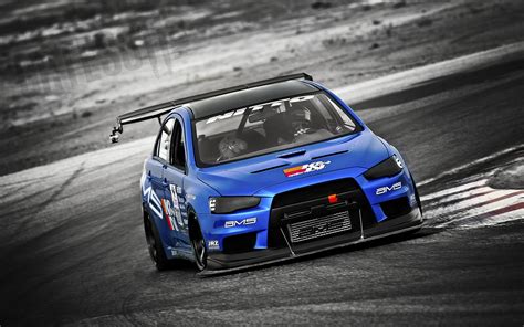 car, JDM, Mitsubishi Lancer Evo X, racetrack, tuning, Mitsubishi, selective coloring, racing ...