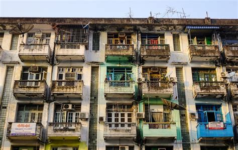 Old Buildings at Downtown in Yangon, Myanmar Editorial Stock Photo ...