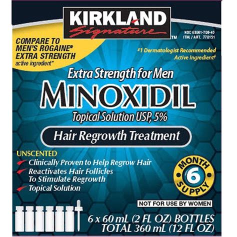 Buy Kirkland Signature Hair Regrowth Treatment Extra Strength for Men 5% Minoxidil Topical ...