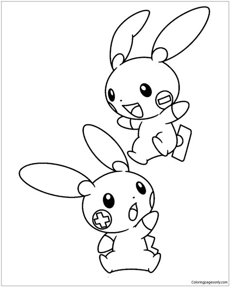 Minun And Plusle Pokemon Coloring Page - Free Coloring Pages Online