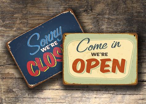 OPEN CLOSED SIGN Vintage Style Open Closed Sign Open Closed