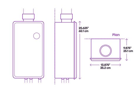 Rheem Mid Efficiency Tankless Gas Water Heater - 8.4 GPM Dimensions & Drawings | Dimensions.com