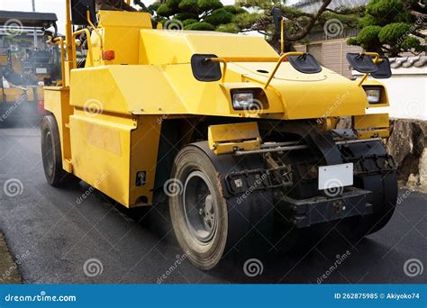 Pneumatic Roller of Tires Compacting New Asphalt Stock Image - Image of activity, drive: 262875985