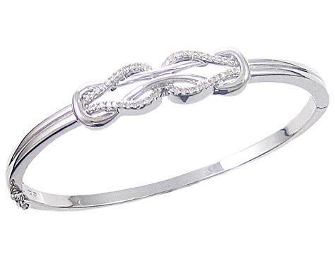 Sterling Silver Diamond Double-Knot Bangle Bracelet - Visuall.co